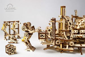 Механический деревянный конструктор Ugears Фабрика роботов, фото 11