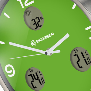 Часы настенные Bresser MyTime io NX Thermo/Hygro, 30 см, зеленые, фото 6