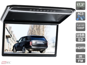 Потолочный монитор 17,3" со встроенным Full HD медиаплеером AVEL Electronics AVS1707MPP (черный), фото 1