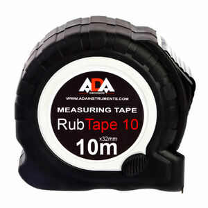 Рулетка ударопрочная ADA RubTape 10 с полимерным покрытием ленты (сталь, с двумя СТОПами, 10 м), фото 1