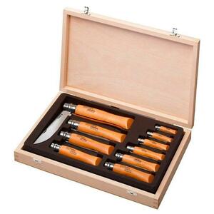 Набор Opinel в деревянной коробке с крышкой из 10 ножей разных размеров из углеродистой стали