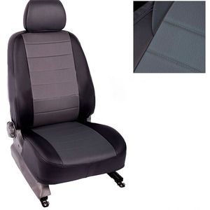 Чехлы из экокожи Seintex для LADA Granta sedan 40/60 airbag 2012-н.в. (серо-черные, 93386), фото 1