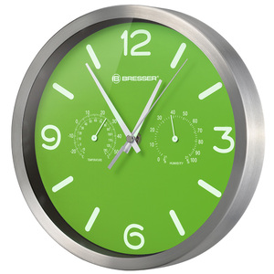 Часы настенные Bresser MyTime ND DCF Thermo/Hygro, 25 см, зеленые, фото 1
