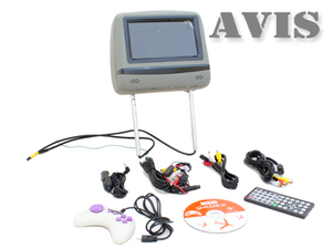 Подголовник со встроенным DVD плеером и LCD монитором 7" Avel AVS0745T (Серый), фото 4