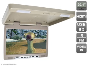 Потолочный автомобильный монитор 20,1" с HDMI и встроенным медиаплеером AVEL Electronics AVS2020MPP (бежевый), фото 1