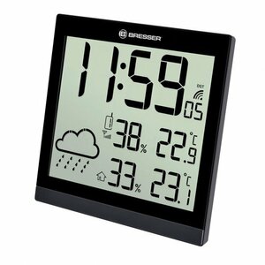 Метеостанция (настенные часы) Bresser TemeoTrend JC LCD с радиоуправлением, черная, фото 2