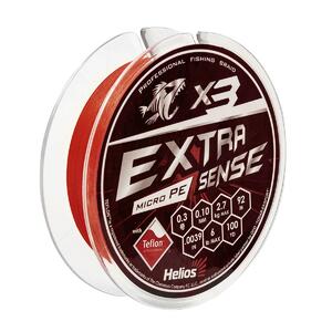 Шнур Extrasense X3 PE Red 92m 0.3/6LB 0.10mm (HS-ES-X3-0.3/6LB) Helios, фото 1