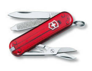 Нож-брелок Victorinox Classic, 58 мм, 7 функций, полупрозрачный красный