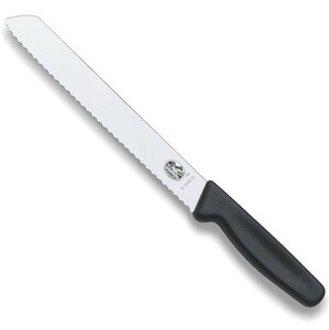 Нож Victorinox для хлеба, лезвие 21 см волнистое, черный, в блистере