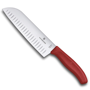 Нож Victorinox сантоку, лезвие 17 см прямое, красный, фото 1