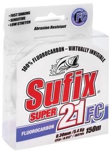 Леска SUFIX Super 21 Fluorocarbon прозрачная 150м 0.14мм 2кг, фото 1