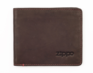 Портмоне Zippo, коричневое, натуральная кожа, 11×1,2×10 см, фото 1