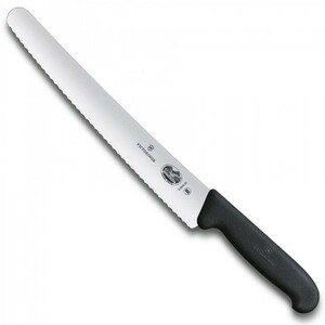 Нож Victorinox для хлеба и выпечки, лезвие 26 см волнистое, чёрный