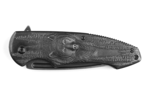 Нож Stinger, 82 мм, чёрный с медведем, фото 2