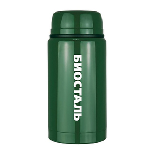 Термос для еды Biostal Охота (0,75 литра), с ложкой, зеленый, фото 1