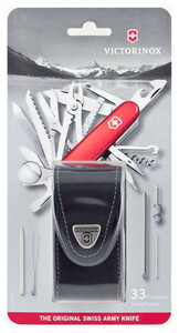 Нож Victorinox SwissChamp, 91 мм, 33 функции, красный, кожаный чехол, блистер, фото 2