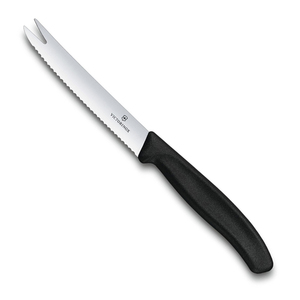 Нож Victorinox для сыра и колбасок, лезвие 11 см волнистое, черный, фото 1
