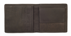 Портмоне Zippo, коричневое, натуральная кожа/холщовая ткань, 11×1,5×10,5 см, фото 2