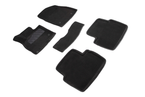 Ворсовые 3D коврики в салон Seintex для Mazda 3 2013-2018 (черные), фото 1