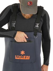 Полукомбинезон забродный Norfin SHADOW NEOPRENE BOOTFOOT р.43-M-S с сапогами резина, фото 5