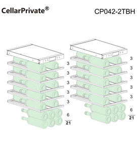 Винный шкаф CellarPrivate встраиваемый, двухзонный на 42 бутылки черный, скрытая ручка CP042-2TBH, фото 3