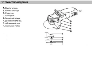 Углошлифовальная машина EWA УШМ 1150, 1150 Вт, диск 125/22.2 мм, 11000 об/мин, М14. В комплекте: защитный кожух, боковая рукоятка, ключ, фото 7