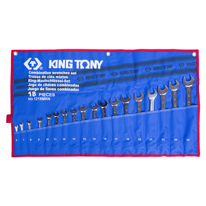Набор комбинированных ключей, 6-24 мм чехол из теторона, 18 предметов KING TONY 1218MRN, фото 1