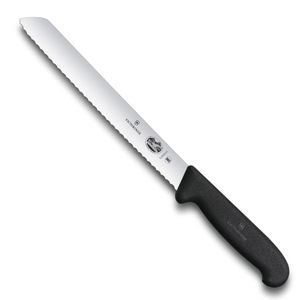 Нож Victorinox для хлеба, лезвие 21 см волнистое, черный