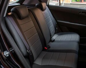 Чехлы из экокожи Seintex для LADA Granta sedan 40/60 airbag 2012-н.в. (серо-черные, 93386), фото 3