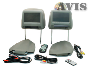 Комплект подголовников с DVD и мониторами 7 дюймов Avel AVS0733T + AVS0734BM (Серый), фото 3