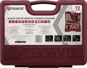 Thorvik UTS0072 Набор инструмента универсальный 1/4", 1/2"DR, 72 предмета, фото 3