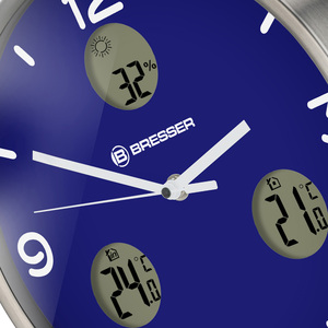 Часы настенные Bresser MyTime io NX Thermo/Hygro, 30 см, синие, фото 6