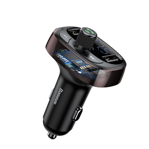 Автомобильное зарядное устройство Baseus T typed Bluetooth MP3 charger with car holder dark coffee, фото 3