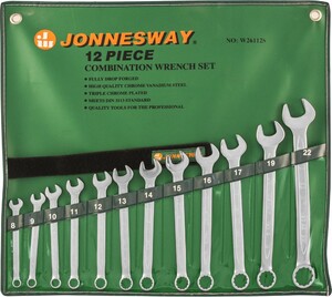 JONNESWAY W26112S Набор ключей гаечных комбинированных в сумке, 8-22 мм, 12 предметов, фото 1