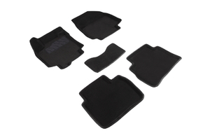 Ворсовые 3D коврики в салон Seintex для Nissan Tiida 2007-2015 (черные)