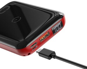 Портативное зарядное устройство Baseus Mini S Bracket 10W Wireless Charger 10000mAh 18W черный с красным, фото 3