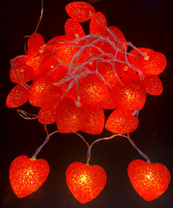 LED-гирлянда ЛАМПОВА "Воздушные сердца" 40 ламп, 6 метров (TYL-25-USB-RED40-6), фото 2