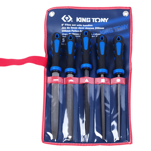 Набор напильников 200 мм, двухкомпонентные рукоятки, 5 предметов KING TONY 1005GQ, фото 1