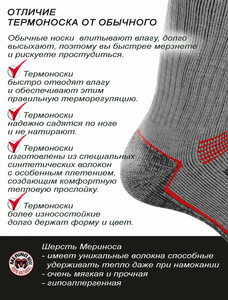 Носки термо Norfin T4M ARCTIC MERINO HEAVY LONG(серый  р.(39-41) M), фото 7