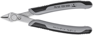 Electronic Super Knips Бокорезы прецизионные ESD, нерж., 125 мм, 2-комп антистатические ручки KNIPEX KN-7803125ESD, фото 1