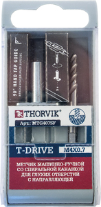 Thorvik MTG305SF Метчик машинно-ручной T-DRIVE со спиральной канавкой для глухих отверстий с направляющей в наборе М3х0.5, HSS-G, фото 2