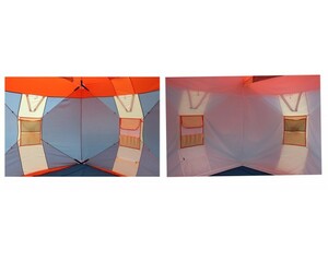 Палатка для зимней рыбалки с внутренним тентом Митек Нельма Куб-2 Люкс (оранжево-бежевый/сероголубой), фото 5