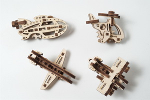 Механический деревянный конструктор Ugears Фиджет Самолеты (набор из 4 шт.), фото 4