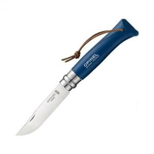 Нож Opinel №8 Trekking, кожаный темляк, синий