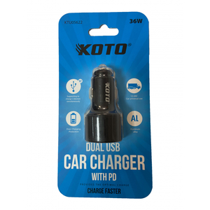Автомобильное зарядное устройство KOTO KTU05622 DUAL USB (2-USB PD,12/24В)