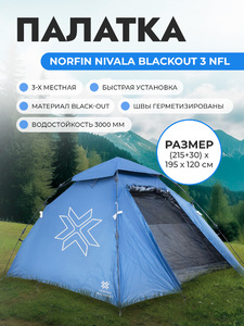 Палатка автоматическая 3-х местная Norfin NIVALA BLACKOUT 3 NFL, фото 1