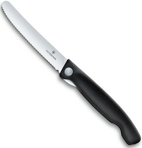 Нож Victorinox столовый, лезвие 11 см, серрейторная заточка, черный, фото 2