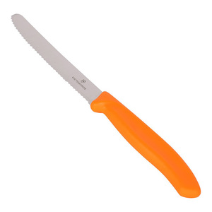 Нож Victorinox для очистки овощей, лезвие 11 см, серрейторная заточка, оранжевый