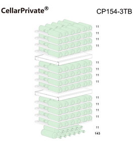 Винный шкаф CellarPrivate трёхзонный на 143 бутылки черный CP154-3TB, фото 3