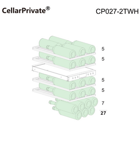 Винный шкаф CellarPrivate встраиваемый, двухзонный на 27 бутылок белый, скрытая ручка CP027-2TWH, фото 4